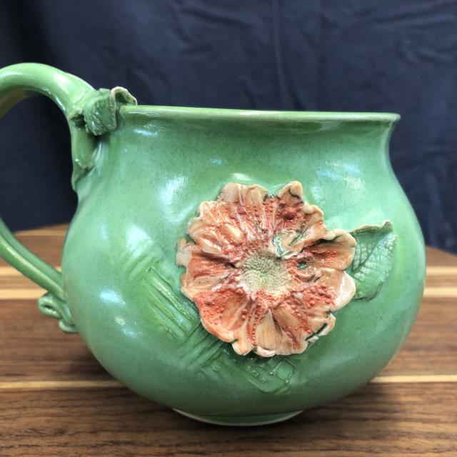 Green Mug with Flower