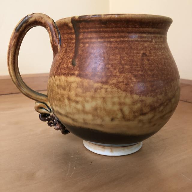 Brown Mug with Leaf