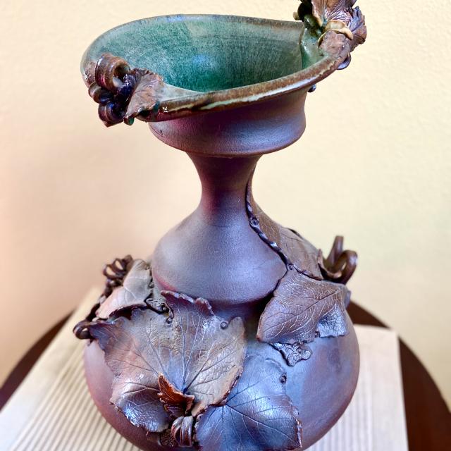 Tapered Vase with Leaves